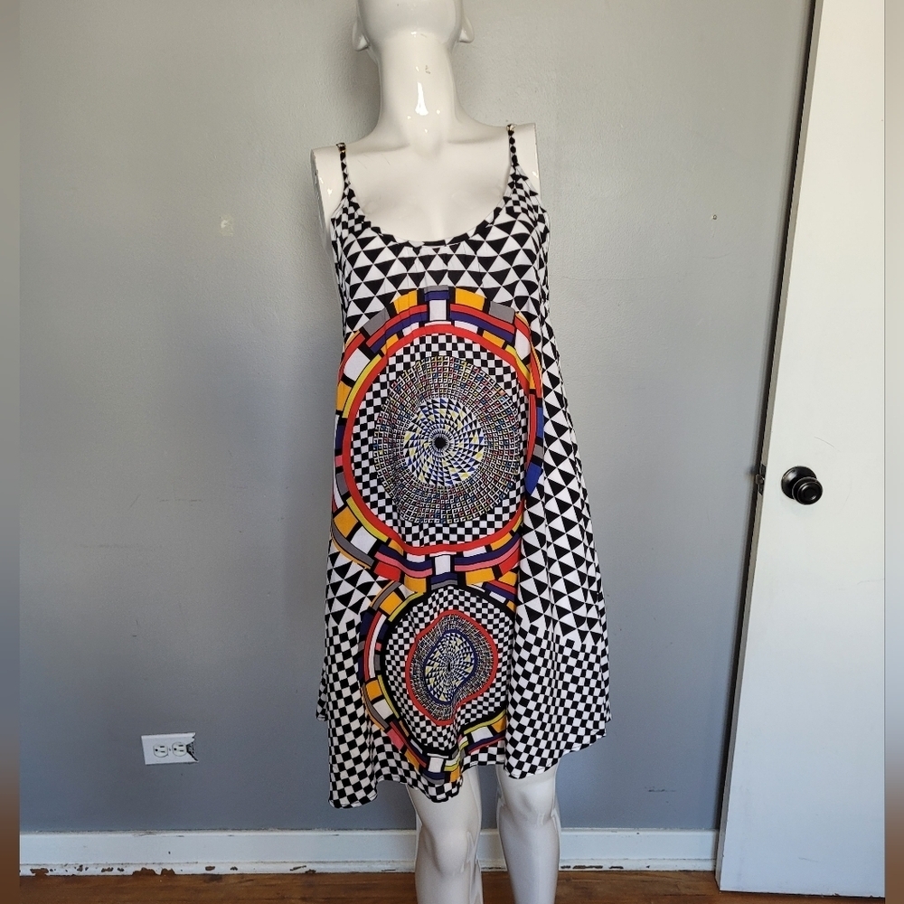Red Carter Geo Print Coverup Dress, Bnwt, Size S